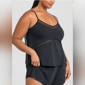 Honeylove BlissWear Cami Top 1X BLACK Built-in-bra Cooling